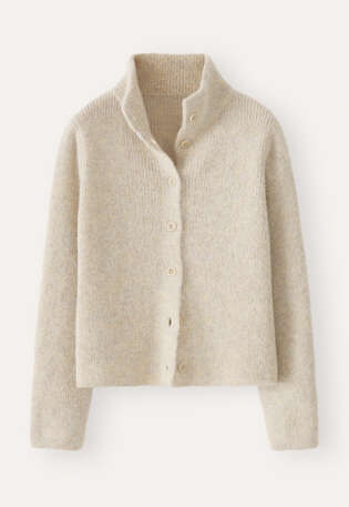 Basket-stitch cardigan, Natural stone, webstill