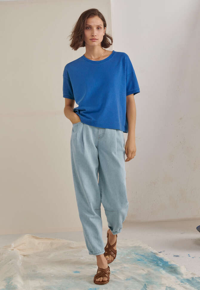 Indigo-dyed trousers, Pale denim, completeTheLook