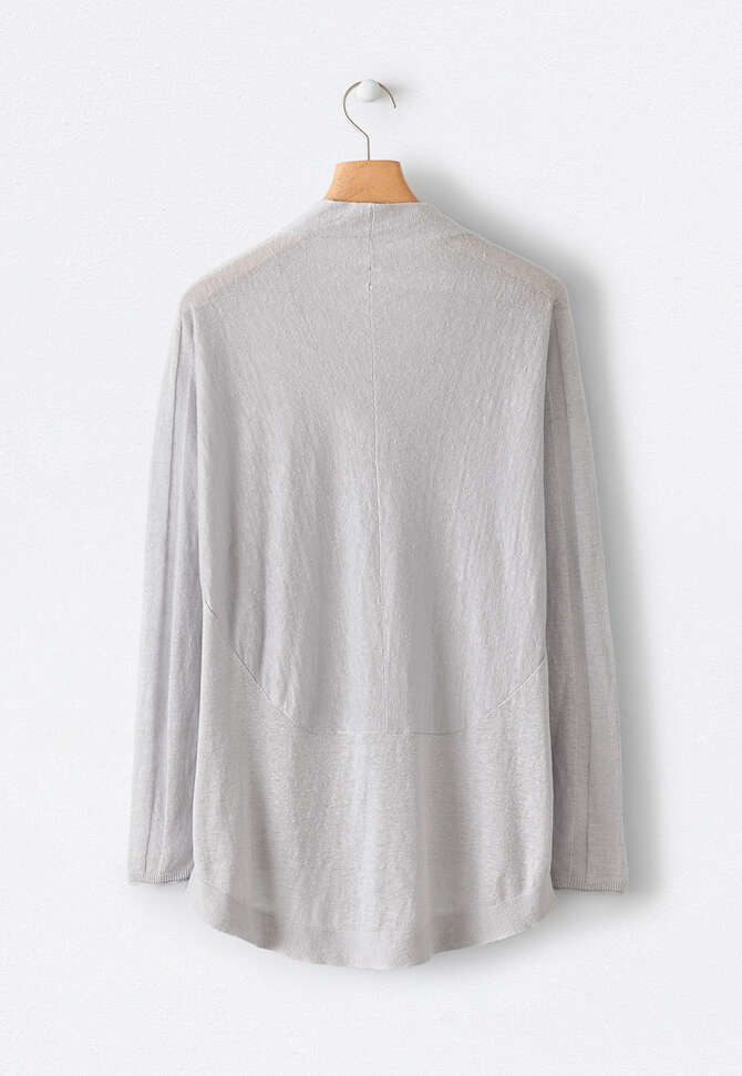 Cowl-neck linen sweater, Ice grey, completeTheLook