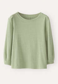 Pleated-sleeve jersey top, Soft apple, webstill