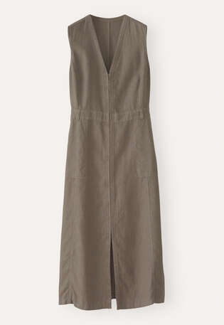 Sleeveless zipped dress, Khaki taupe, webstill