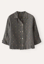 Clipped dobby blouse, Slate green, webstill