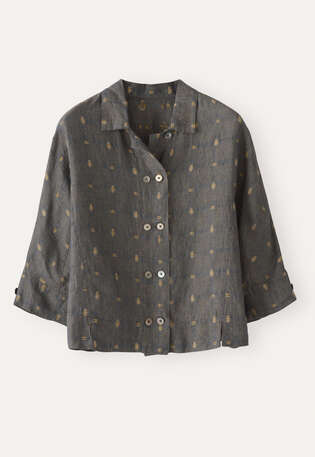 Clipped dobby blouse, Slate green, webstill