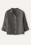 Clipped dobby blouse, Slate green, webstill