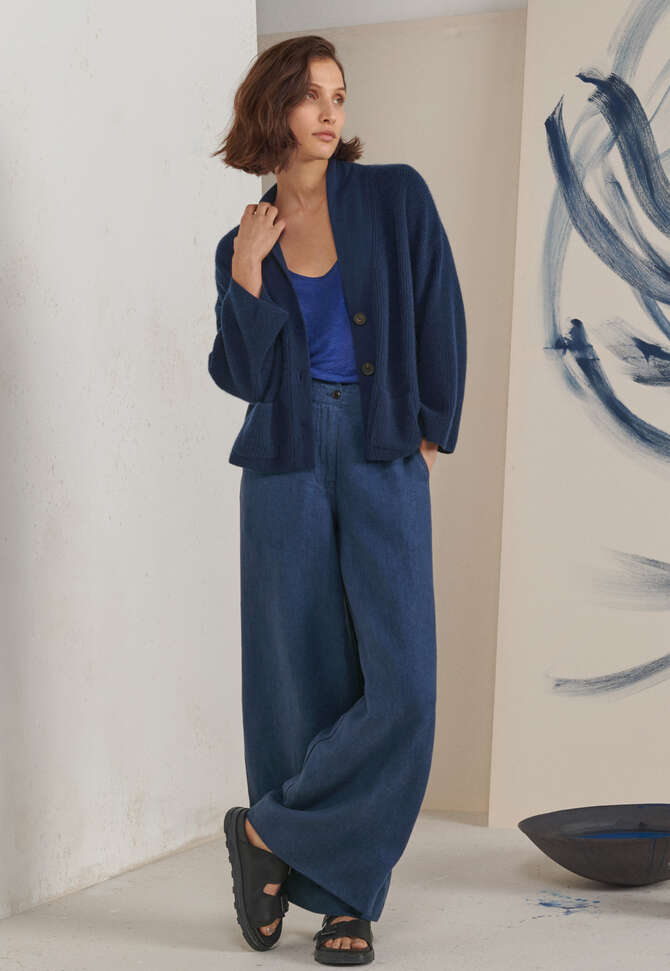 Wide-leg trousers, Dark indigo, completeTheLook