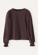 Gathered-sleeve blouse, Dark chocolate, webstill