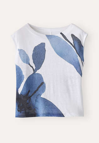 Printed jersey top, Blue white, webstill
