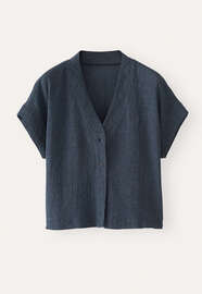 V-neck top, Dark indigo, webstill
