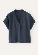 V-neck top, Dark indigo, webstill