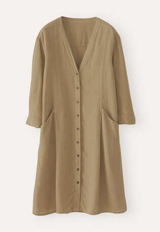 V-neck dress, Soft khaki, webstill
