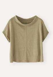 Turned-over neck top, Sage taupe, webstill