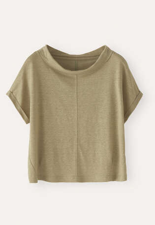 Turned-over neck top, Sage taupe, webstill