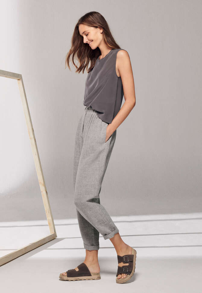Tapered trousers, Mink brown, completeTheLook