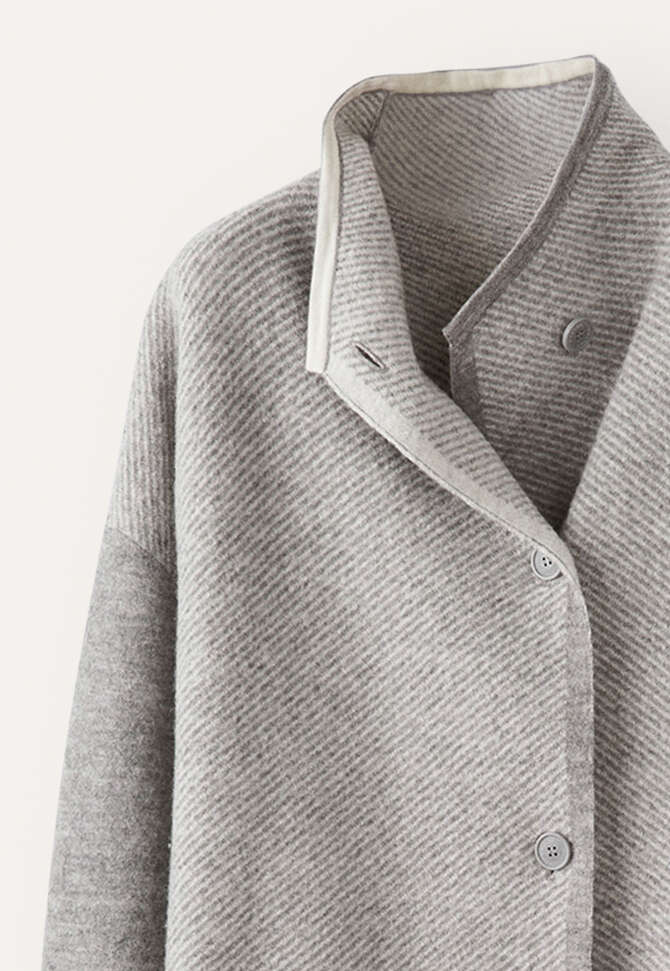 Funnel-neck coat, Pale grey, completeTheLook