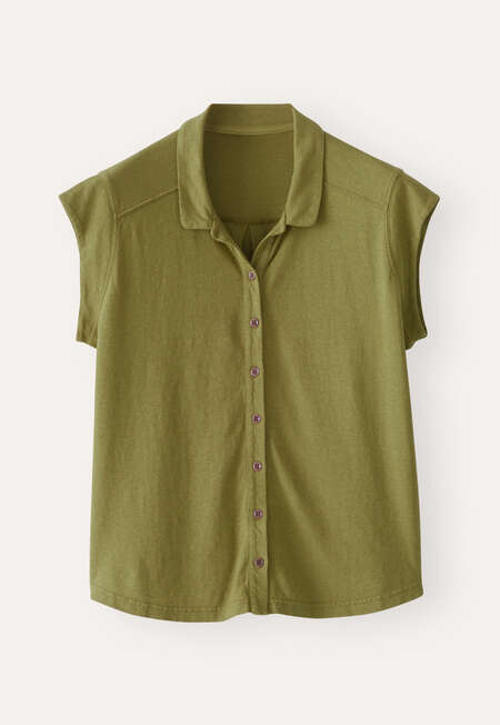 Cap-sleeve jersey shirt, Dark lime, completeTheLook