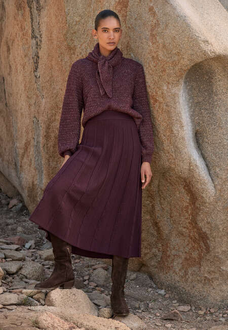 Tuck-stitch sweater, Dark plum, completeTheLook