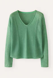 V-neck ribbed panel sweater, Jade green, webstill