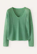 V-neck ribbed panel sweater, Jade green, webstill