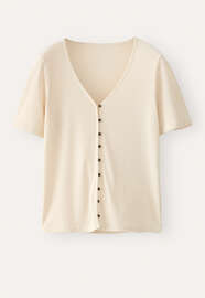 Button-through rib top, Cream, webstill