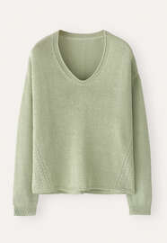 Curved v-neck sweater, Pale leaf, webstill