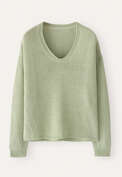 Curved v-neck sweater, Pale leaf, webstill