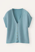 Two-tone button-through sweater, Ocean, webstill