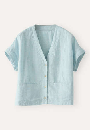 V-neck short-sleeve top, Pale mint, webstill
