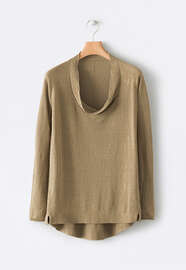Cowl-neck linen sweater, Soft khaki, webstill
