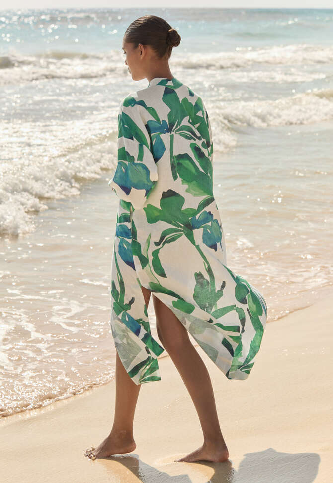Kimono-style jacket, Green white, completeTheLook