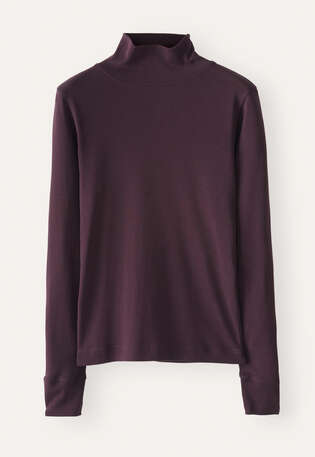 high-neck jersey top, Blackberry, webstill