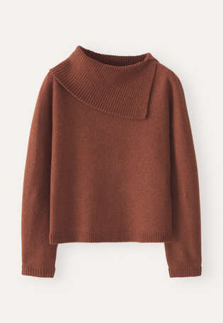 Split-collar sweater, Dark copper, webstill
