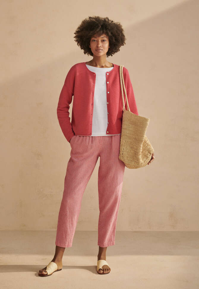 Tapered trousers, Red coral, completeTheLook