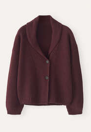 Shawl-collar cardigan, Damson, webstill