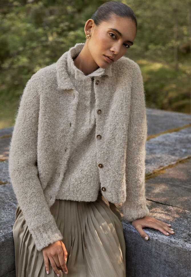 Collared cardigan, Natural grey, completeTheLook
