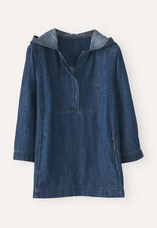 Indigo-dyed hooded top, Dark denim, webstill