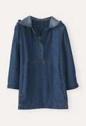 Indigo-dyed hooded top, Dark denim, webstill