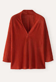 V-neck buttoned sweater, Brick red, webstill