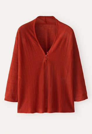 V-neck buttoned sweater, Brick red, webstill