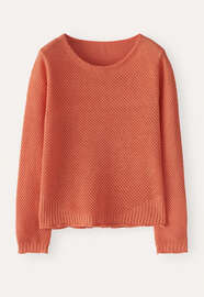 Moss-stitch sweater, Coral peach, webstill