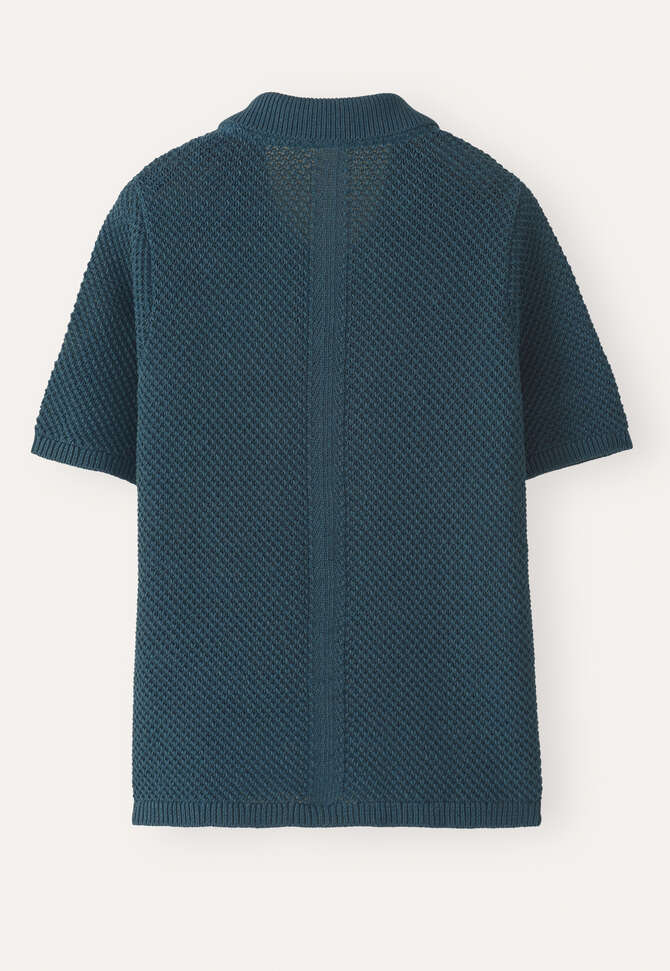 Moss-stitch collared cardigan, Petrol, completeTheLook