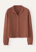 Moss-stitch cardigan, Chilli orange, webstill