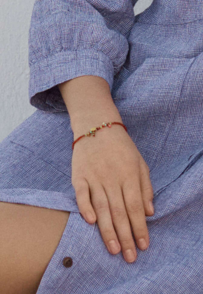 Red bead bracelet, Red, completeTheLook