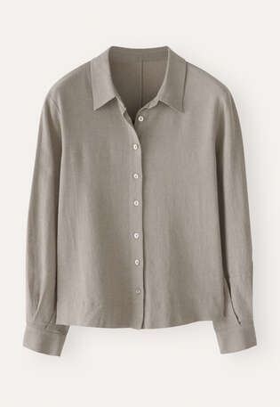 Curved-sleeve blouse, Taupe grey, webstill