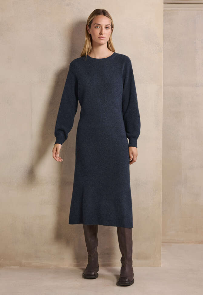 Long knitted dress, Grey navy, completeTheLook