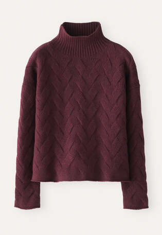 Cable sweater, Maroon, webstill