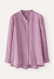 Striped shirt with peplum, Peony pink, webstill