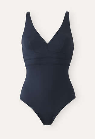 V-neck swimsuit, Petrol blue, webstill