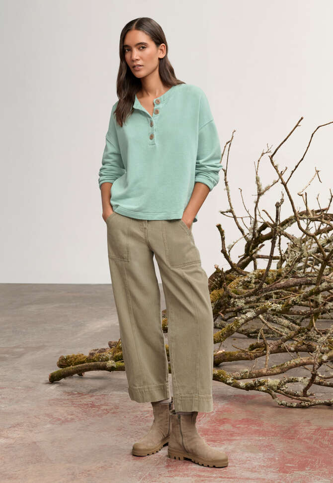 Button placket jersey top, Aqua jade, completeTheLook