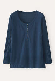 Ribbed-sleeve sweater, Indigo, webstill