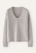 Curved v-neck sweater, Ice grey, webstill